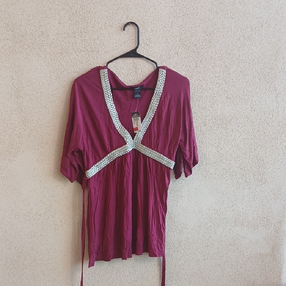 "Make Offer" Rue21 Pink Short Sleeve Tie Front Blouse